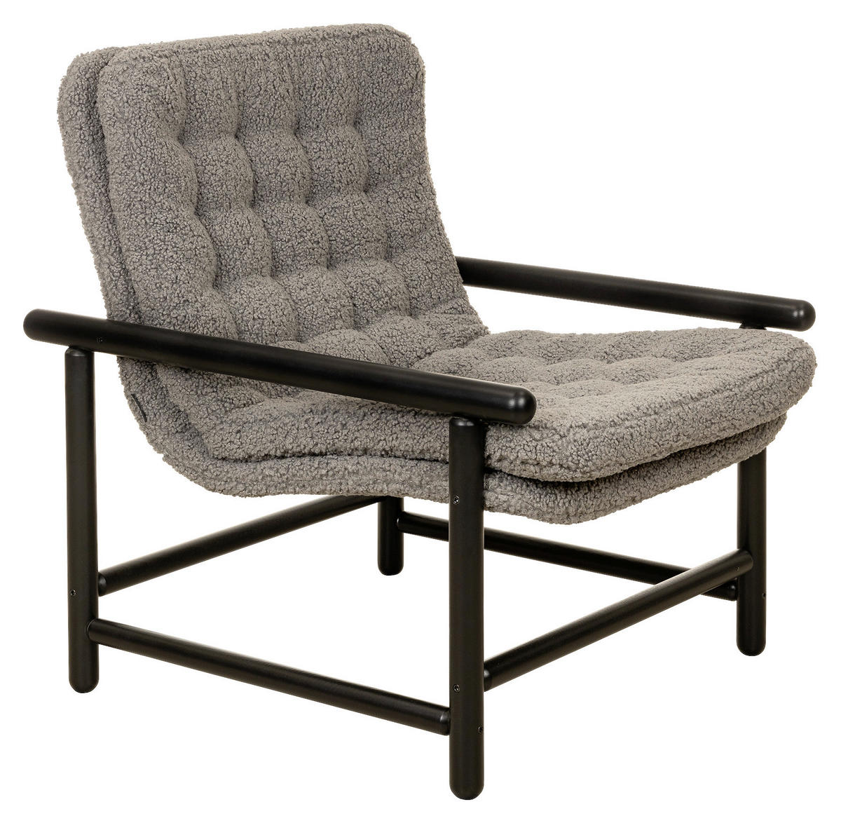 FÅTÖLJ i trä, metall, textil grå, svart  - svart/grå, Design, metall/trä (70/87/95cm) - Best Price