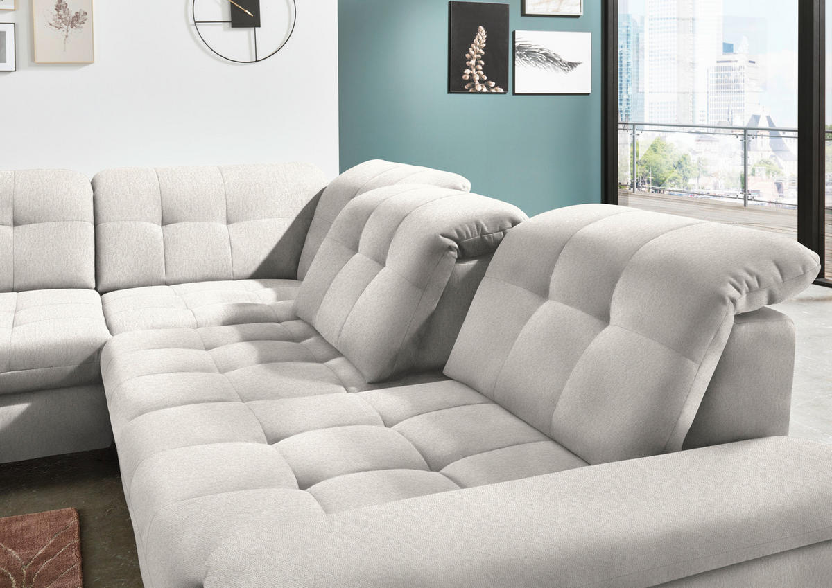 ECKSOFA in Chenille Creme  - Chromfarben/Creme, Design, Textil/Metall (260/310cm) - Beldomo Speed