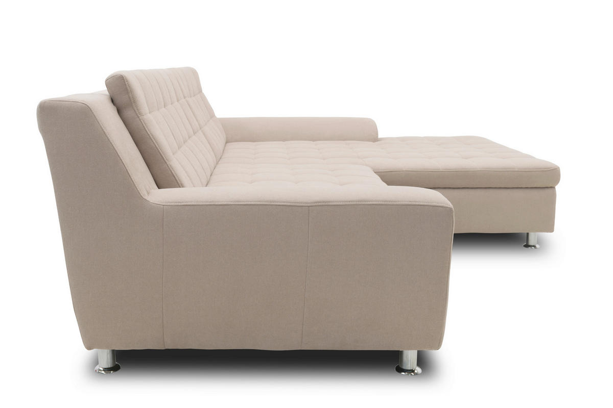 ECKSCHLAFSOFA MORTON Taupe Mikrofaser  - Taupe/Chromfarben, MODERN, Textil/Metall (304/200/84cm) - MID.YOU