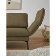 ECKSOFA  in Flachgewebe Khaki Armteilverstellung, Relaxfunktion, Drehsitzfunktion  175-224/255-365 cm  - Khaki/Schwarz, Design, Textil/Metall (175-224/255-365cm) - Dieter Knoll