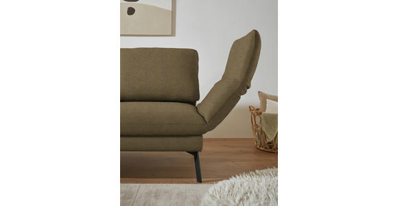 ECKSOFA  in Flachgewebe Khaki Armteilverstellung, Relaxfunktion, Drehsitzfunktion  175-224/255-365 cm  - Khaki/Schwarz, Design, Textil/Metall (175-224/255-365cm) - Dieter Knoll