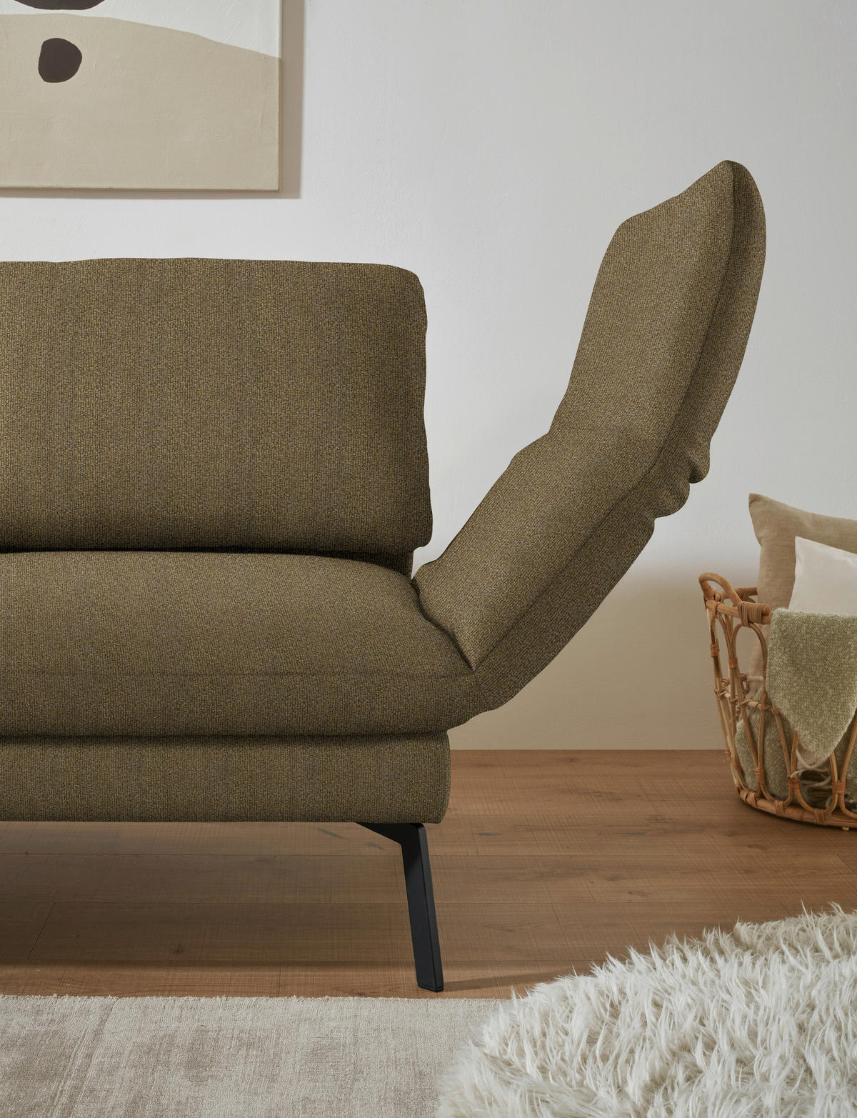 ECKSOFA  in Flachgewebe Khaki  175-224/255-365 cm  - Khaki/Schwarz, Design, Textil/Metall (175-224/255-365cm) - Dieter Knoll