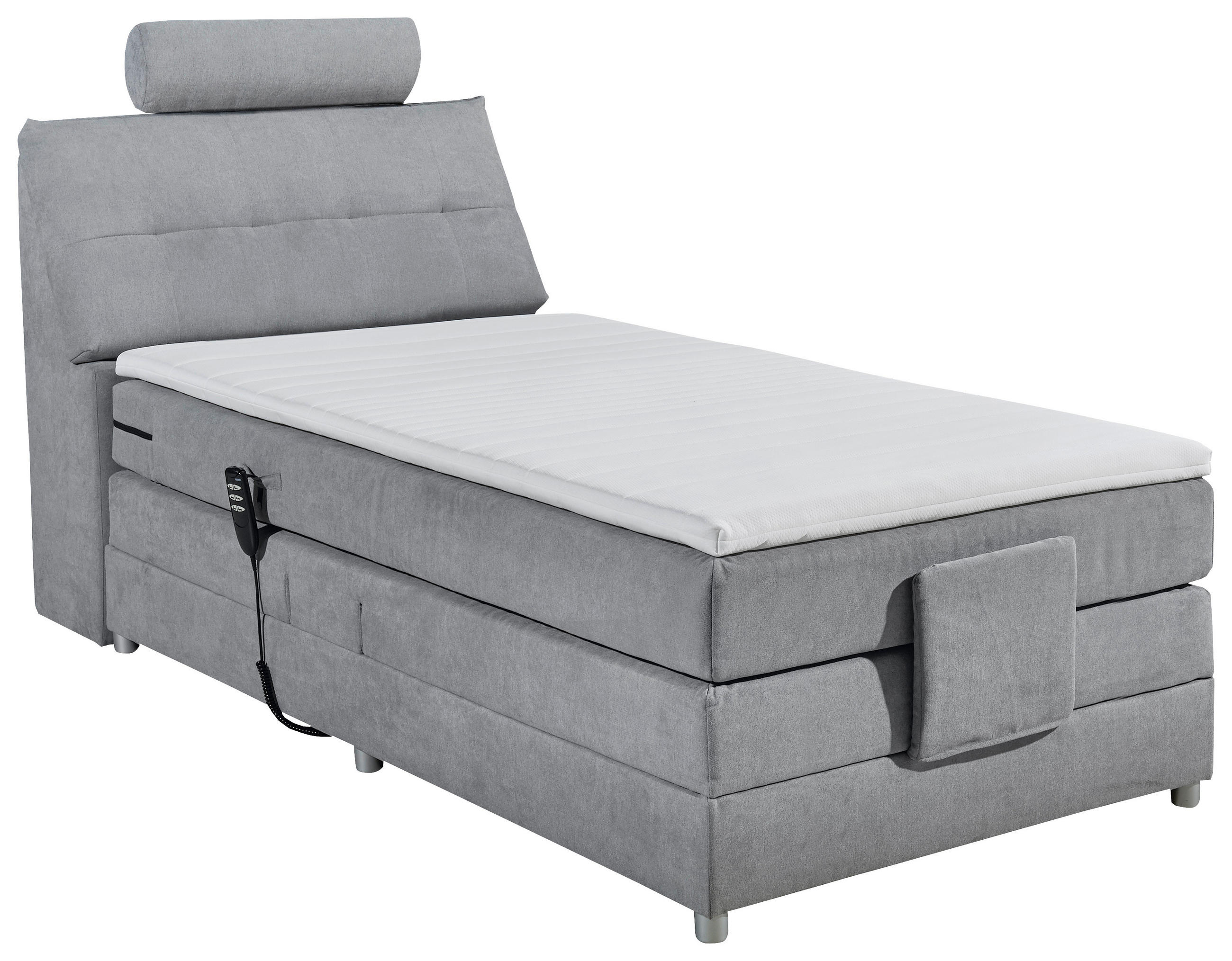 BOXSPRING-ÁGY 120/200 cm  világosszürke  - világosszürke/ezüstszínű, Modern, műanyag/faalapú anyag (120/200cm) - MID.YOU