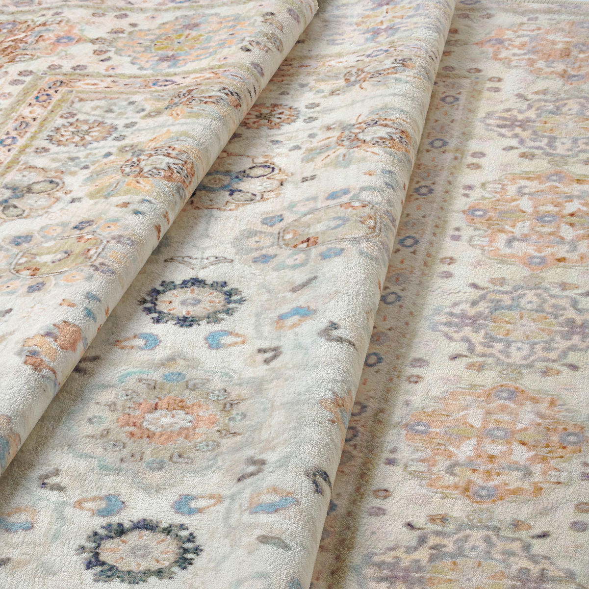 VINTAGE-TEPPICH 200 cm Living Jane Hellrosa, Perlmutt, Pastellblau rund  - Pastellblau/Hellrosa, LIFESTYLE, Kunststoff/Textil (200cm) - Lindorug