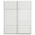 SCHWEBETÜRENSCHRANK 162/223/68 cm 2-türig Grau, Weiß  - Chromfarben/Weiß, KONVENTIONELL, Glas/Holzwerkstoff (162/223/68cm) - Novel