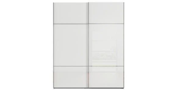 SCHWEBETÜRENSCHRANK 162/223/68 cm 2-türig Grau, Weiß - Chromfarben/Weiß, KONVENTIONELL, Glas/Holzwerkstoff (162/223/68cm) - Novel