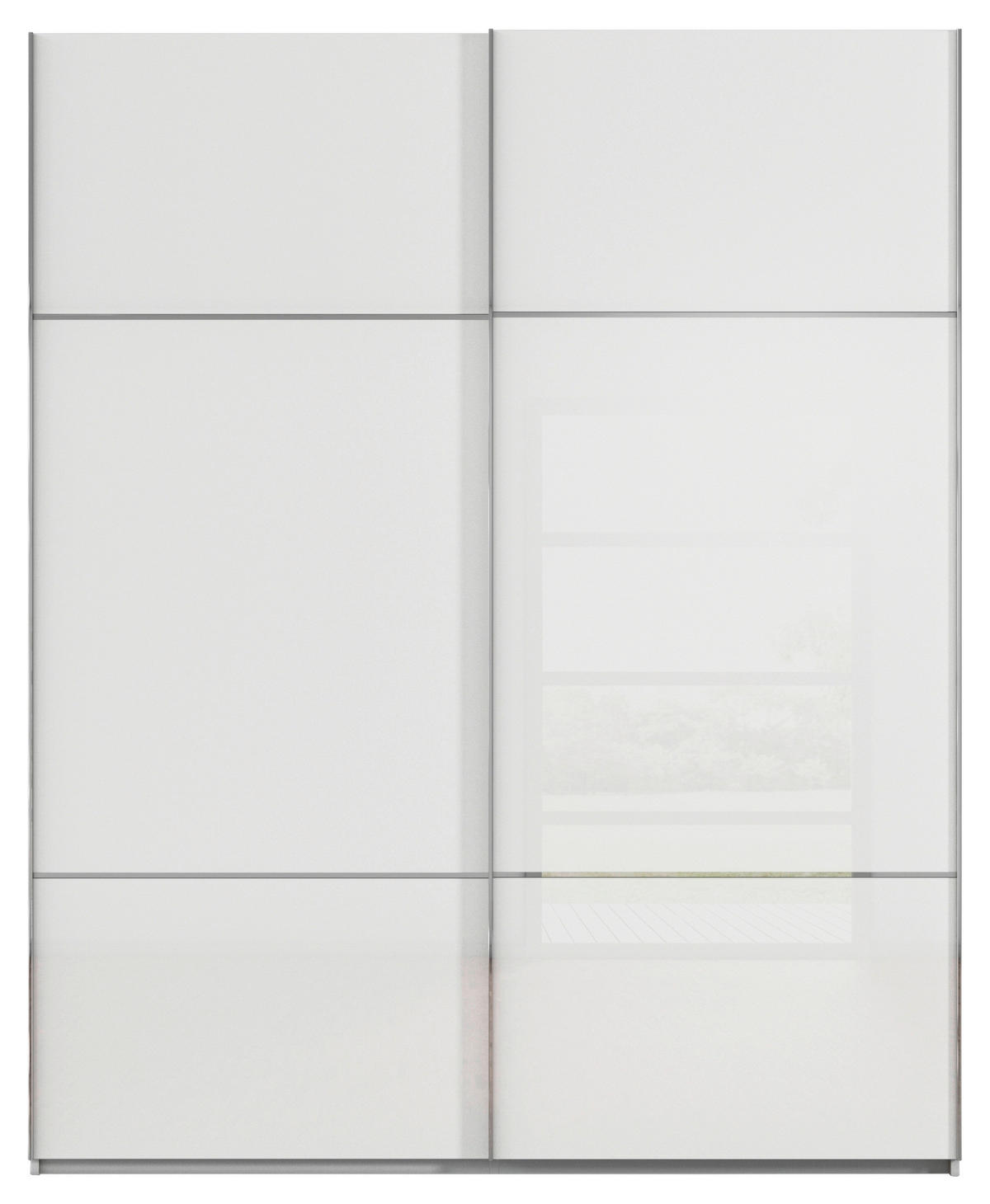 SCHWEBETÜRENSCHRANK in Grau, Weiss  - Chromfarben/Weiss, Konventionell, Glas/Holzwerkstoff (162/223/68cm) - Novel