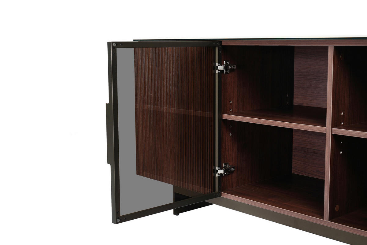 SIDEBOARD  200/77/50 cm  - Beige/Walnussfarben, Design, Glas/Keramik (200/77/50cm) - Dieter Knoll