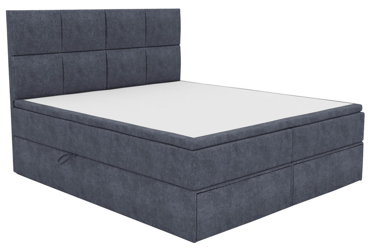BOXBETT 140/200 cm,  in Dunkelgrau, Bettkasten, Topper, Matratzen, Bettschubladen, H3 = fest  - Dunkelgrau/Schwarz, KONVENTIONELL, Kunststoff/Textil (140/200cm) - Boxxx