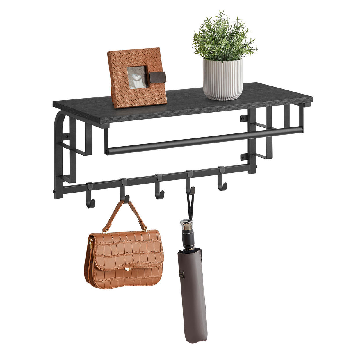 WANDGARDEROBE - Dunkelbraun/Schwarz, MODERN, Holzwerkstoff/Metall (66/27/30cm) - MID.YOU