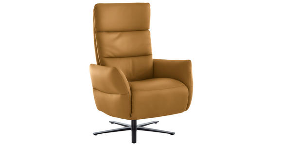 RELAXSESSEL in Leder Currygelb  - Currygelb/Schwarz, Design, Leder/Metall (82/119/85cm) - Dieter Knoll