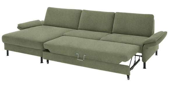 ECKSOFA  in Chenille, Flachgewebe Olivgrün  175/316 cm  - Schwarz/Olivgrün, Design, Textil/Metall (175/316cm) - Dieter Knoll
