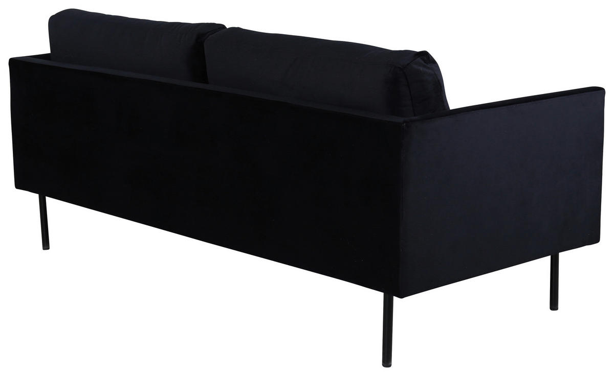 2-SITZER-SOFA in Samt Schwarz  - Schwarz, Design, Textil/Metall (180/78/80cm) - Livetastic
