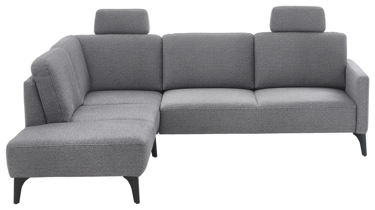 ECKSOFA  in Mikrofaser Grau  218/255 cm  - Schwarz/Grau, Design, Textil/Metall (218/255cm) - Elegando