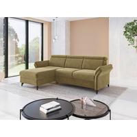ECKSOFA 166/253 cm GLENDALE E in Flachgewebe Olivgrün Kopfteilverstellung  166/253 cm  - Schwarz/Olivgrün, KONVENTIONELL, Textil/Metall (166/253cm) - Sit & More