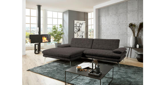 ECKSOFA in Velours Dunkelbraun 184/284 cm - Dunkelbraun/Schwarz, Design, Textil/Metall (184/284cm) - Dieter Knoll
