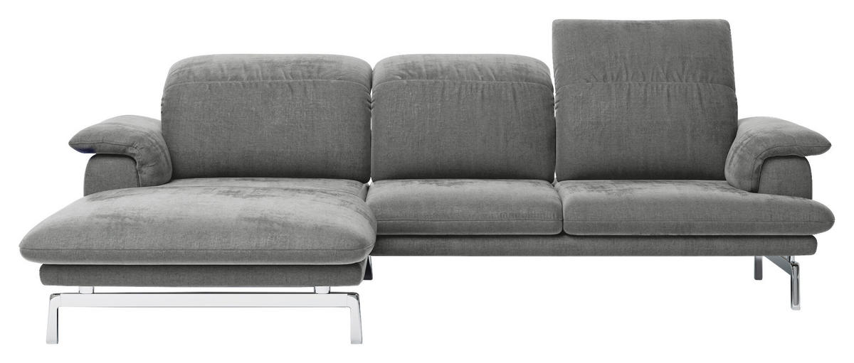 ECKSOFA Studio in Chenille Grau  197/294 cm  - Alufarben/Grau, Design, Textil/Metall (197/294cm) - Joop!