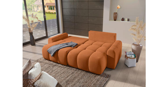 ECKSOFA Rostfarben Flachgewebe  - Rostfarben/Schwarz, KONVENTIONELL, Kunststoff/Textil (256/157cm) - Carryhome