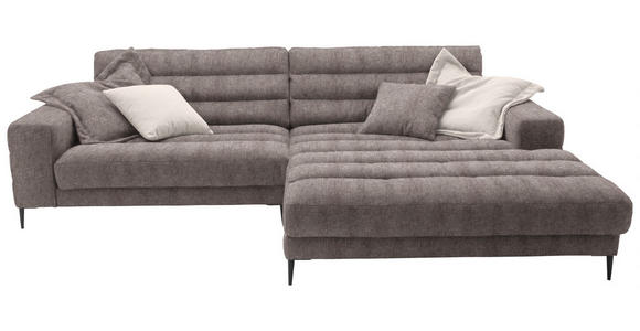 ECKSOFA Badia in Flachgewebe Hellbraun Rücken echt  296/207 cm  - Hellbraun/Schwarz, Design, Textil/Metall (296/207cm) - Dieter Knoll