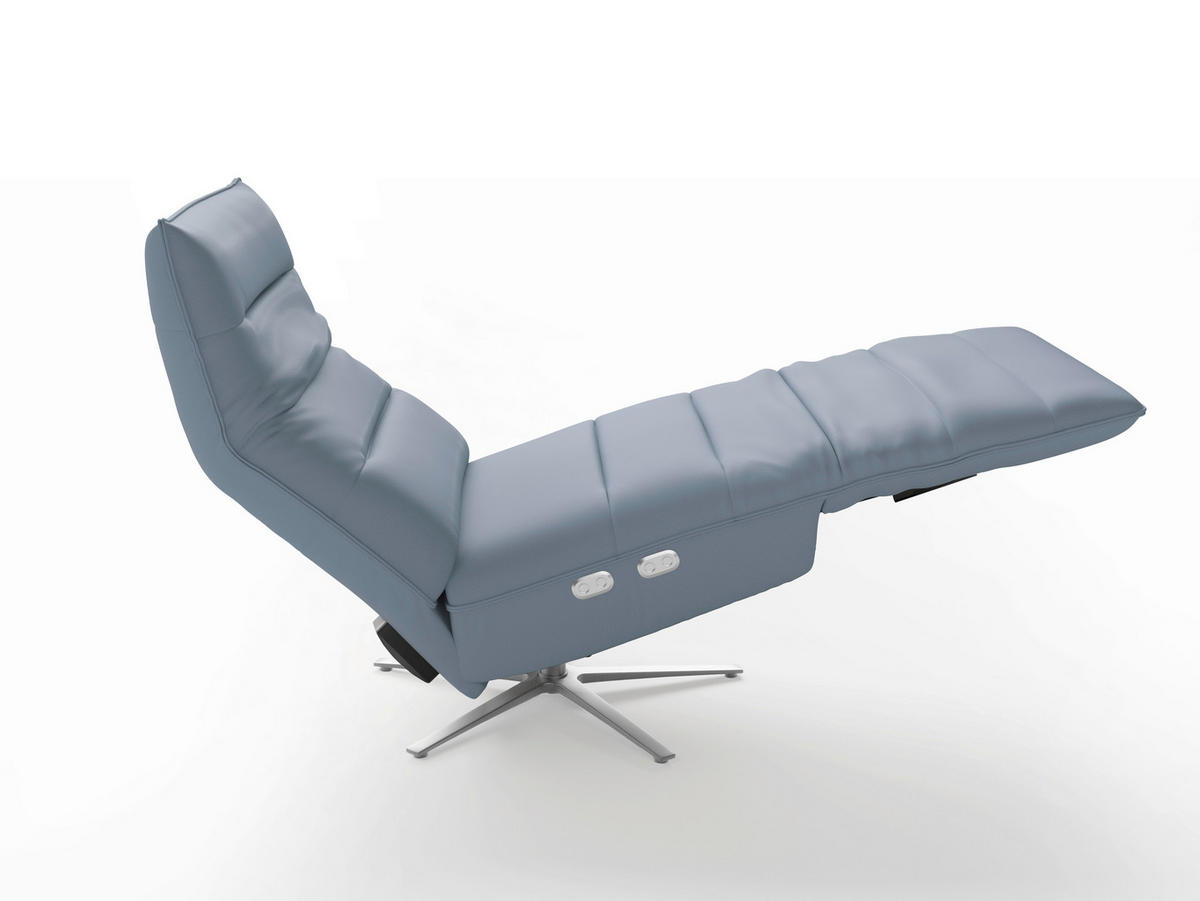 RELAXSESSEL Leder Graublau  - Graublau/Silberfarben, Basics, Leder/Metall (80/109/98cm) - Sit & More