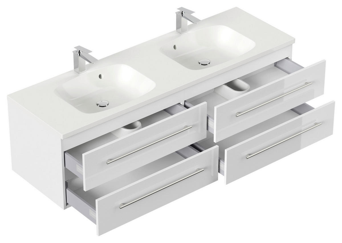 WASCHTISCHKOMBI 160 cm  - Weiß Hochglanz/Weiß, Basics, Holzwerkstoff/Stein (160cm) - MID.YOU