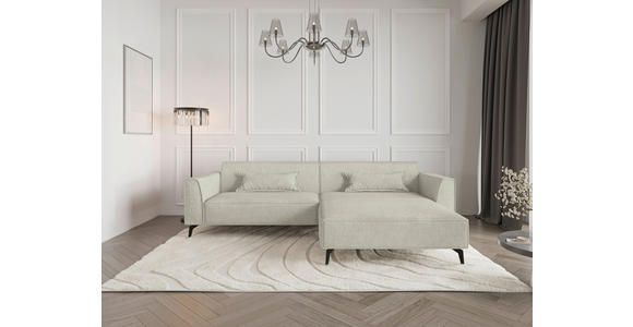 ECKSOFA  in Chenille Naturfarben Rückenkissen  300/190 cm  - Hellbraun/Schwarz, MODERN, Textil/Metall (300/190cm) - Carryhome