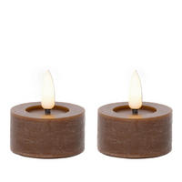 TEELICHT MIT LED  - Dunkelbraun, Basics, Kunststoff/Paraffin (4,4/5,2cm) - Ambia Home