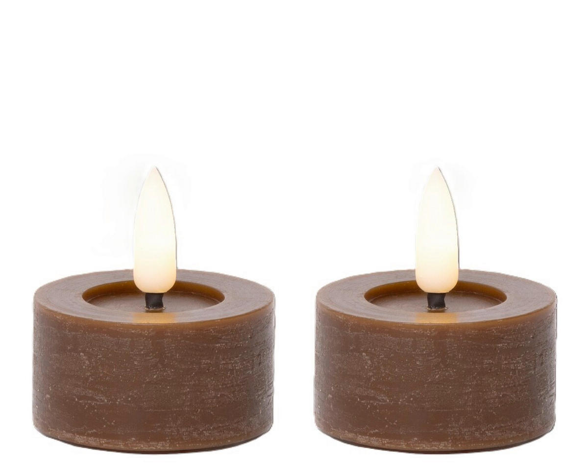 TEELICHT MIT LED  - Dunkelbraun, Basics, Kunststoff/Paraffin (4,4/5,2cm) - Ambia Home