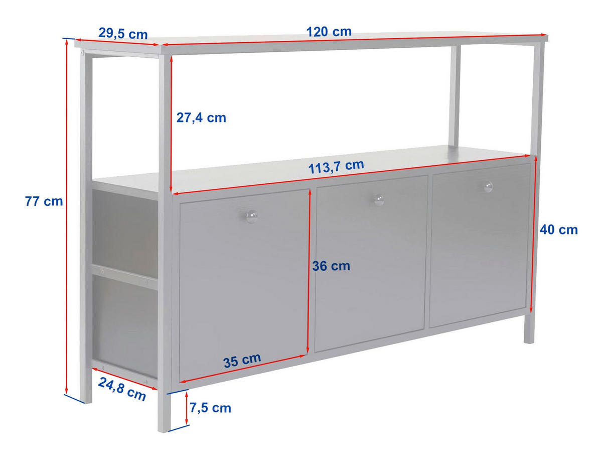 KOMMODE , 120/77/30 cm,  - Schwarz/Weiß, MODERN, Holzwerkstoff (120/77/30cm) - MID.YOU