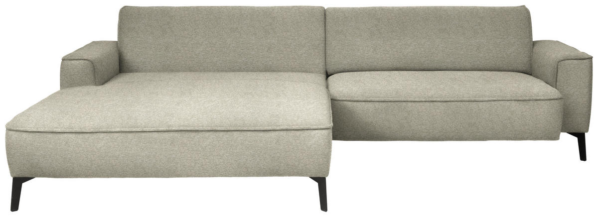 ECKSOFA in Flachgewebe Beige  190/285 cm  - Beige/Schwarz, Design, Textil/Metall (190/285cm) - Johann Jakob