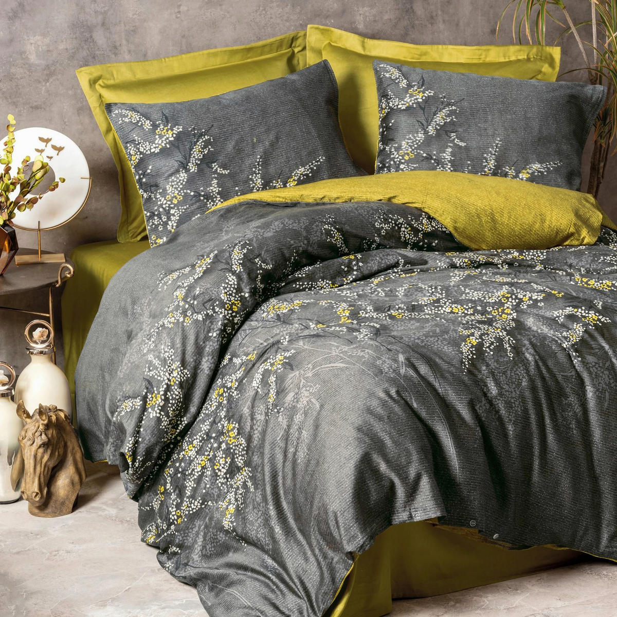 BETTWÄSCHE 155/220 cm  - Anthrazit/Multicolor, Basics, Textil (155/220cm)