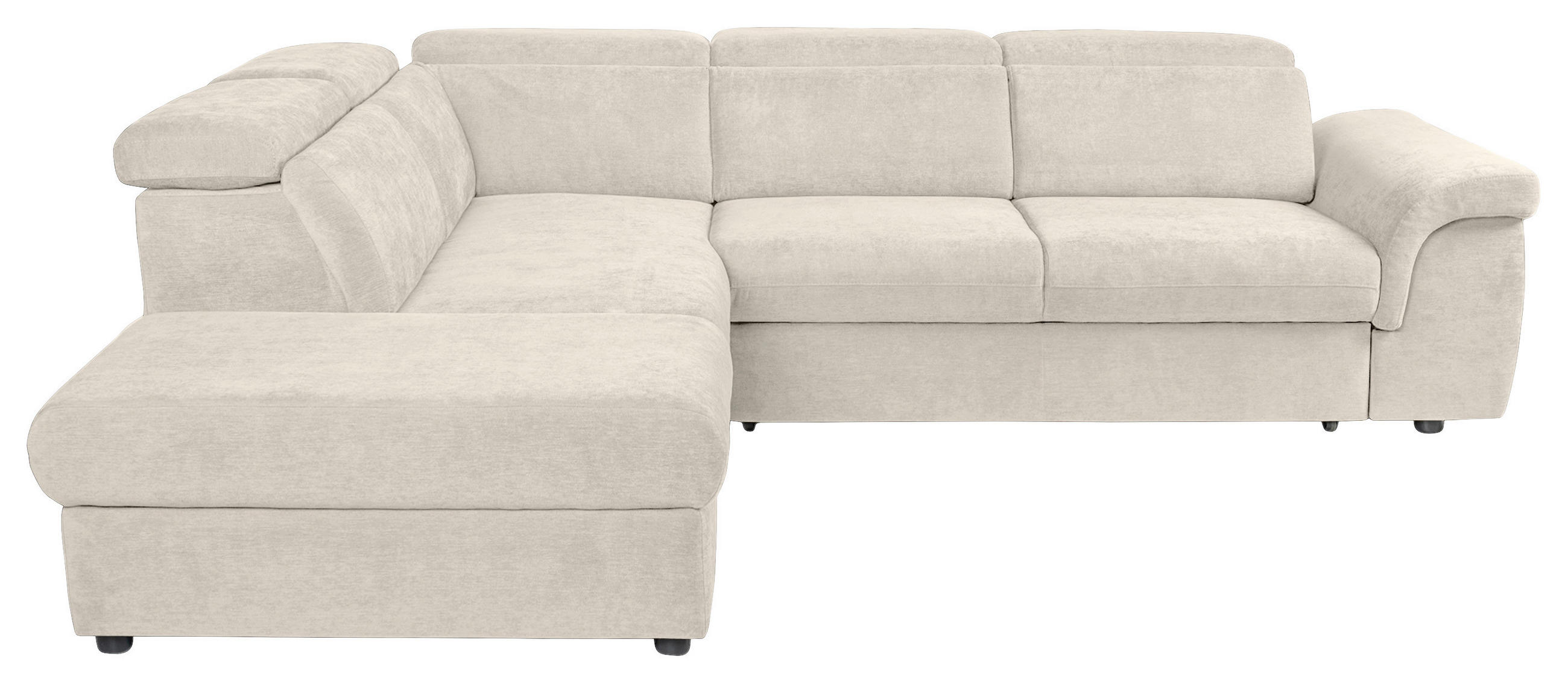 ECKSOFA Creme Flachgewebe  - Creme/Schwarz, KONVENTIONELL, Kunststoff/Textil (235/280cm) - Carryhome