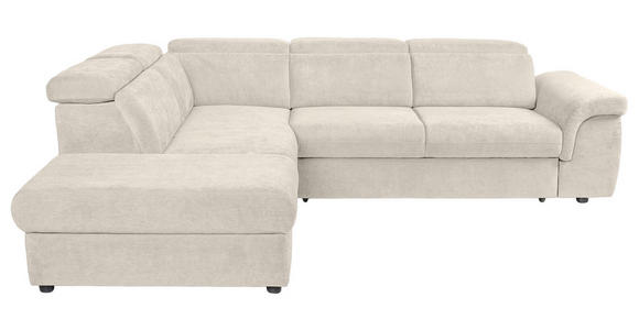 ECKSOFA Creme Flachgewebe Bettkasten, Schlaffunktion, Rücken echt, Liegefläche im Originalstoff  - Creme/Schwarz, KONVENTIONELL, Kunststoff/Textil (235/280cm) - Carryhome