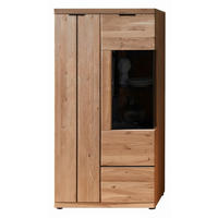 VITRINE furniert, massiv Wildeiche, Kork Schwarz, Wildeiche  - Wildeiche/Schwarz, Natur, Glas/Holz (75/148/42cm) - Livetastic