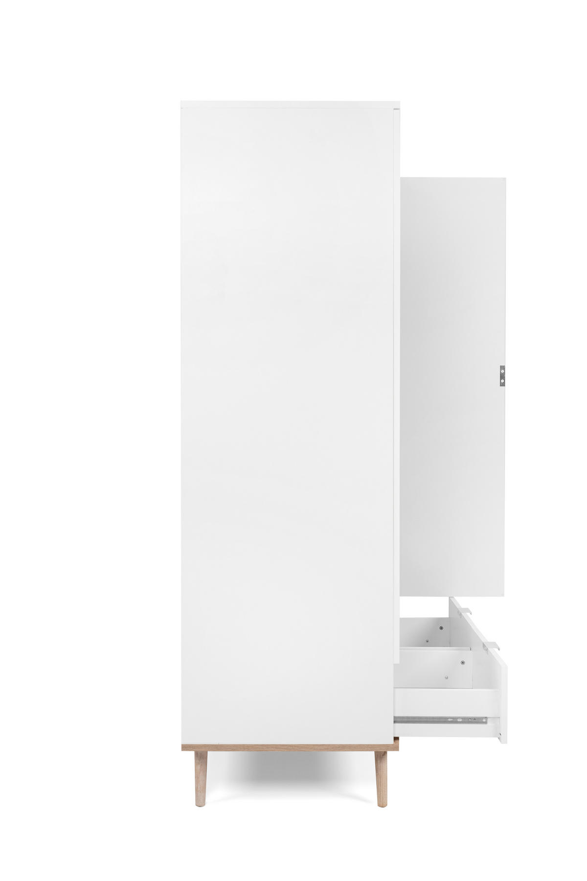 DREHTÜRENSCHRANK  in Weiß, Eichefarben  - Eichefarben/Silberfarben, Design, Holzwerkstoff/Metall (90/180/55cm) - MID.YOU