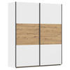 SCHWEBETÜRENSCHRANK in Weiss, Eiche Artisan  - Weiss/Eiche Artisan, Modern, Holzwerkstoff/Metall (175/210/59cm) - Rauch Möbel