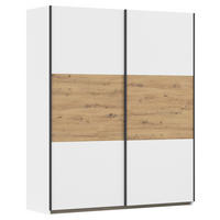 SCHWEBETÜRENSCHRANK in Weiss, Eiche Artisan  - Weiss/Eiche Artisan, Modern, Holzwerkstoff/Metall (175/210/59cm) - Rauch Möbel