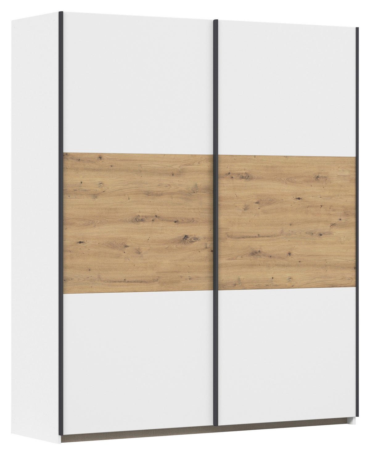 SCHWEBETÜRENSCHRANK in Weiss, Eiche Artisan  - Weiss/Eiche Artisan, Modern, Holzwerkstoff/Metall (175/210/59cm) - Rauch Möbel