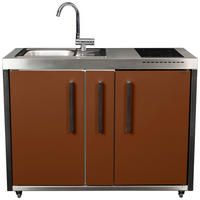 OUTDOORKÜCHE  - Edelstahlfarben/Braun, Basics, Metall (127/98/62cm)