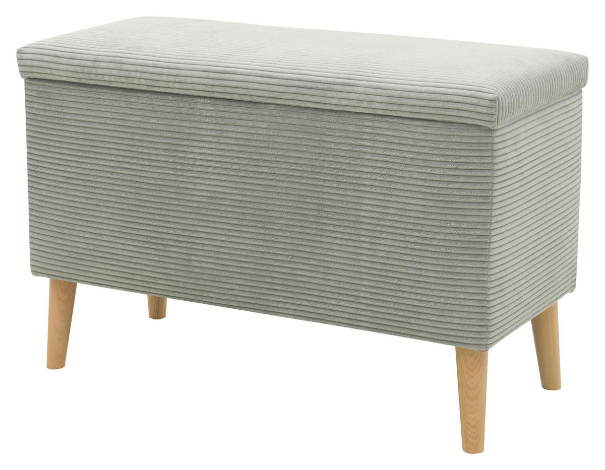 HOCKER 400 004  Cord Hellgrau  - Hellgrau/Naturfarben, Basics, Holz/Textil (91/58/41cm) - Livetastic