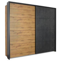 SCHWEBETÜRENSCHRANK 278/214/64 cm 2-türig  - Eichefarben/Anthrazit, MODERN, Holzwerkstoff/Metall (278/214/64cm) - Rauch Möbel