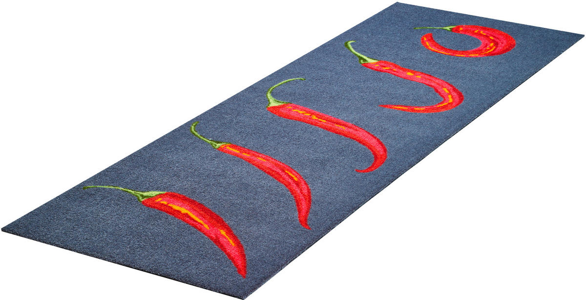 KÜCHENLÄUFER 60/180 cm Hot Chili Grau, Hellrot  - Hellrot/Grau, Trend, Kunststoff/Textil (60/180cm) - Grund