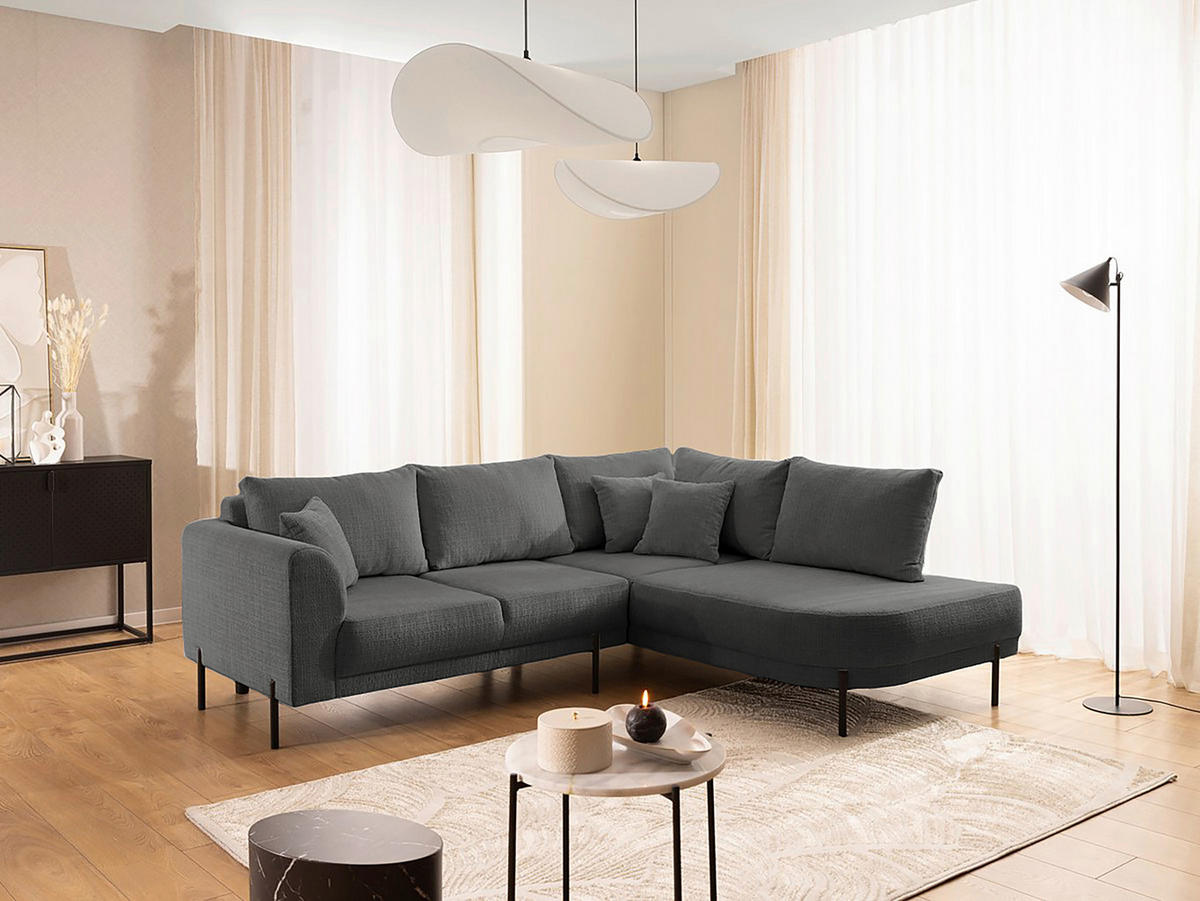 ECKSOFA Mauris Grau Chenille Rückenkissen  - Schwarz/Grau, Design, Kunststoff/Textil (233/200cm) - Livetastic