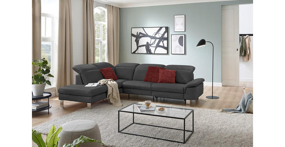 ECKSOFA in Echtleder Grau  - Edelstahlfarben/Grau, Design, Leder/Metall (233/309cm) - Dieter Knoll