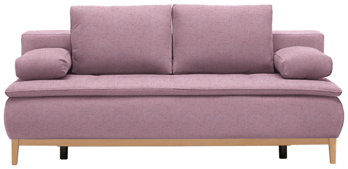 BOXSPRINGSOFA in Webstoff Rosa  - Eichefarben/Beige, Design, Holz/Textil (202/78/93/100cm) - Venda