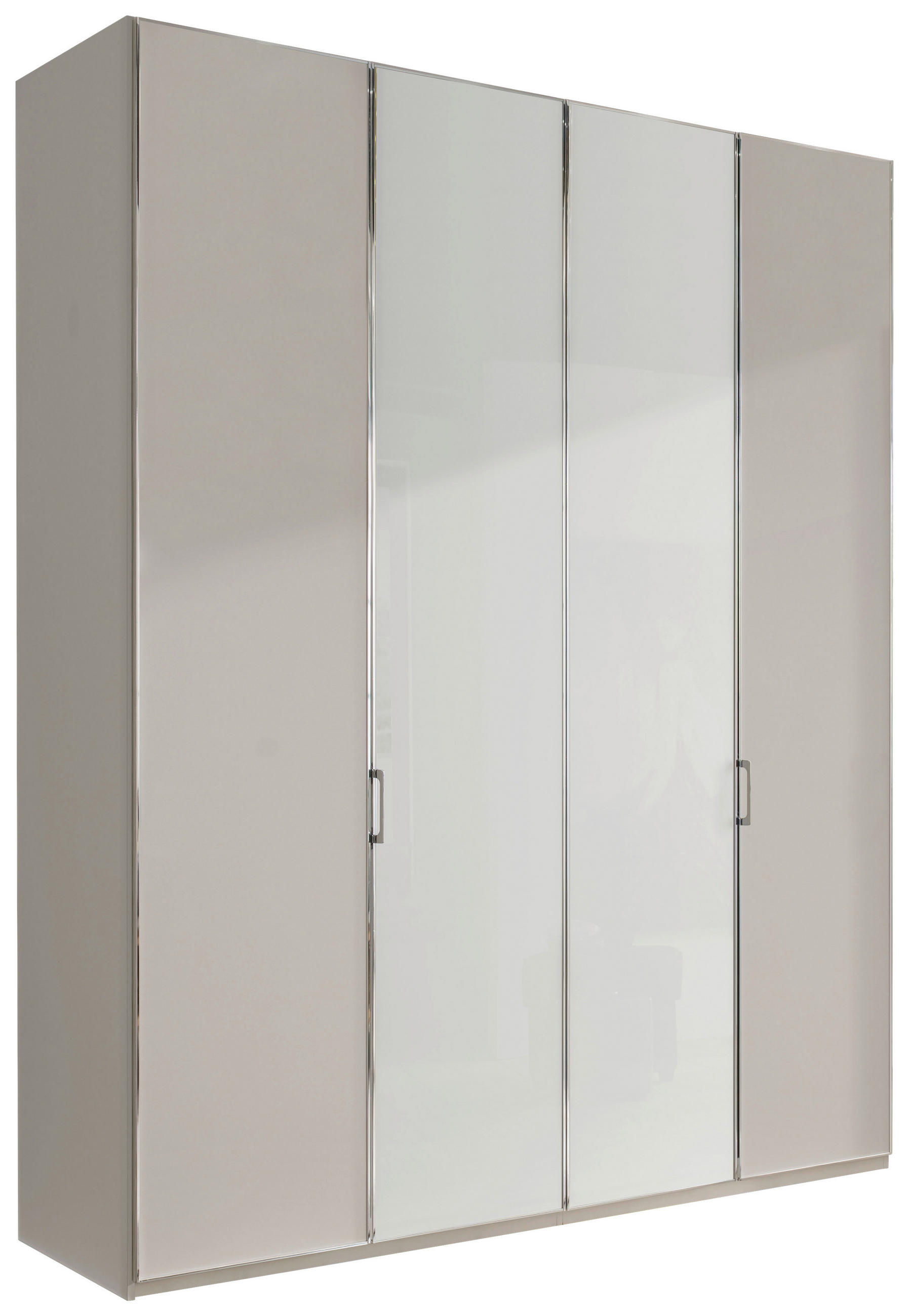 DREHTÜRENSCHRANK in Grau, Weiss  - Chromfarben/Weiss, Modern, Glas/Holzwerkstoff (200/216/58cm) - Novel