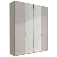 DREHTÜRENSCHRANK in Grau, Weiss  - Chromfarben/Weiss, Modern, Glas/Holzwerkstoff (200/216/58cm) - Novel