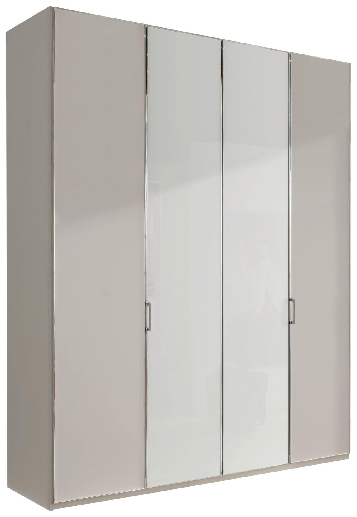 DREHTÜRENSCHRANK in Grau, Weiss  - Chromfarben/Weiss, Modern, Glas/Holzwerkstoff (200/216/58cm) - Novel