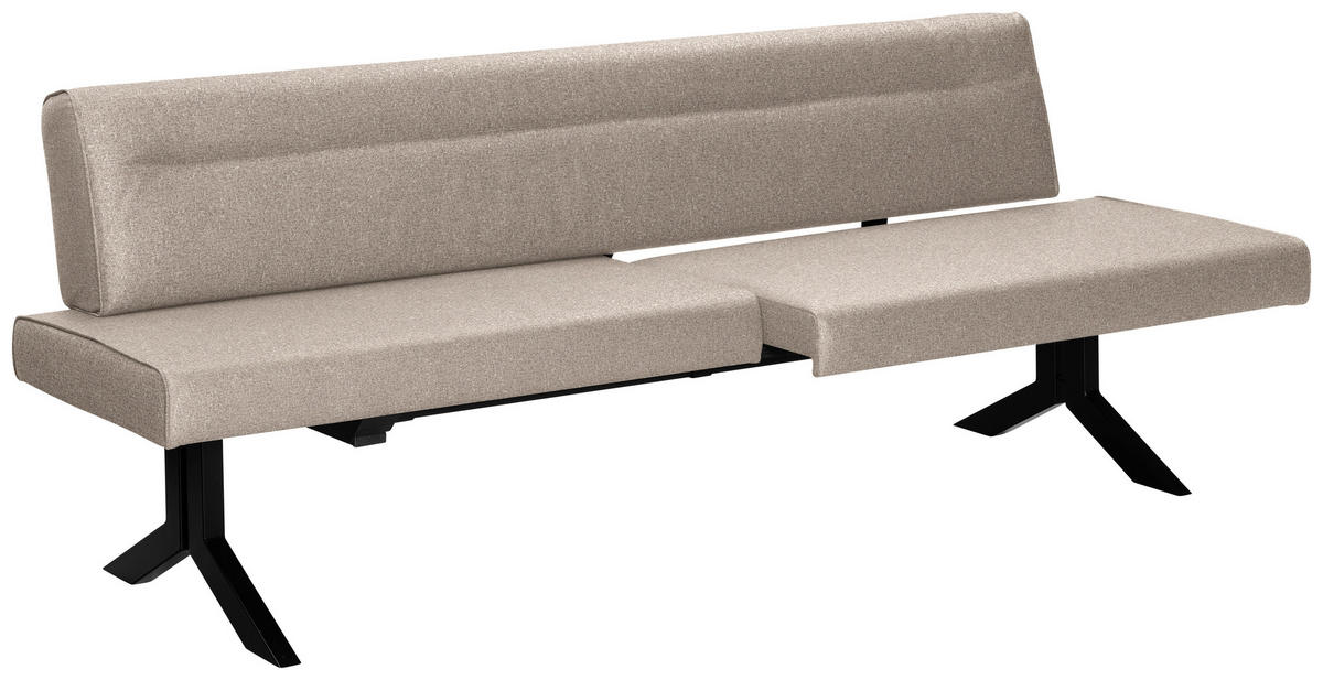 SITZBANK in Metall, Textil Hellbraun, Cappuccino  - Hellbraun/Schwarz, Konventionell, Textil/Metall (220/87/70-86cm) - Moderano