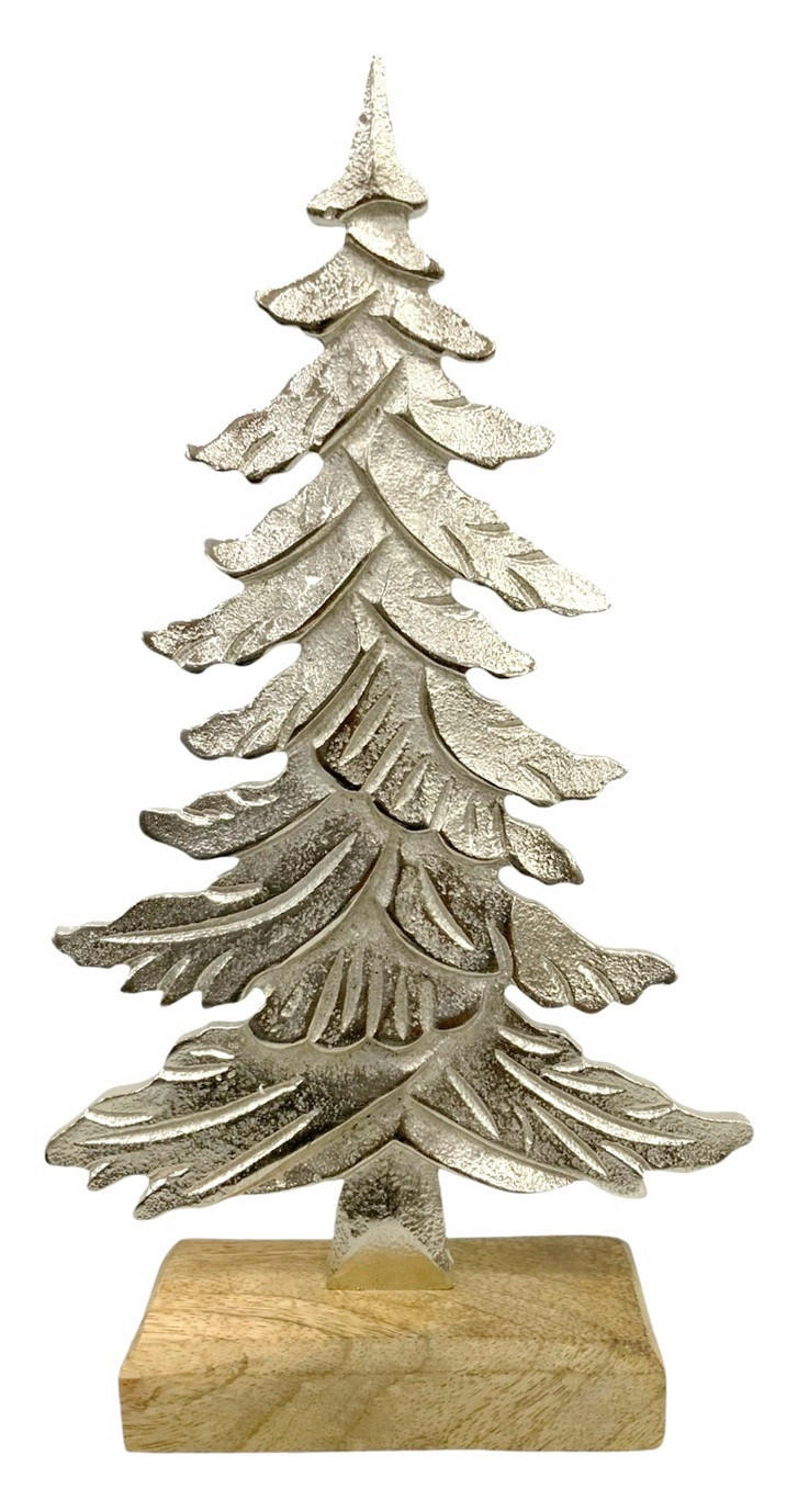 DEKOBAUM  - Silberfarben/Braun, LIFESTYLE, Holz/Metall (12/22,5/5cm) - X-Mas